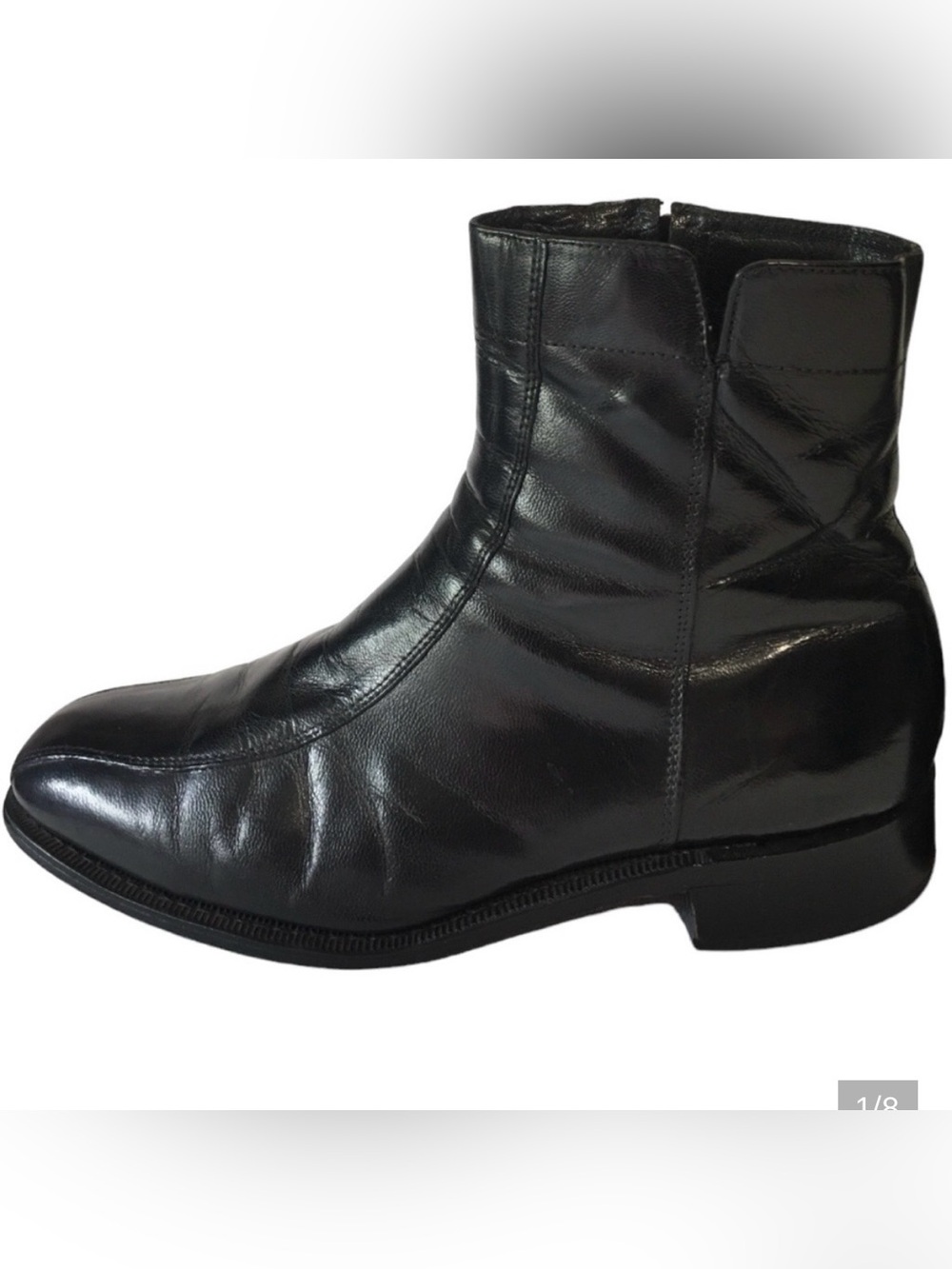 Vintage Florsheim Duke Black Leather Beetle Boots Chelsea Style 9.5 D